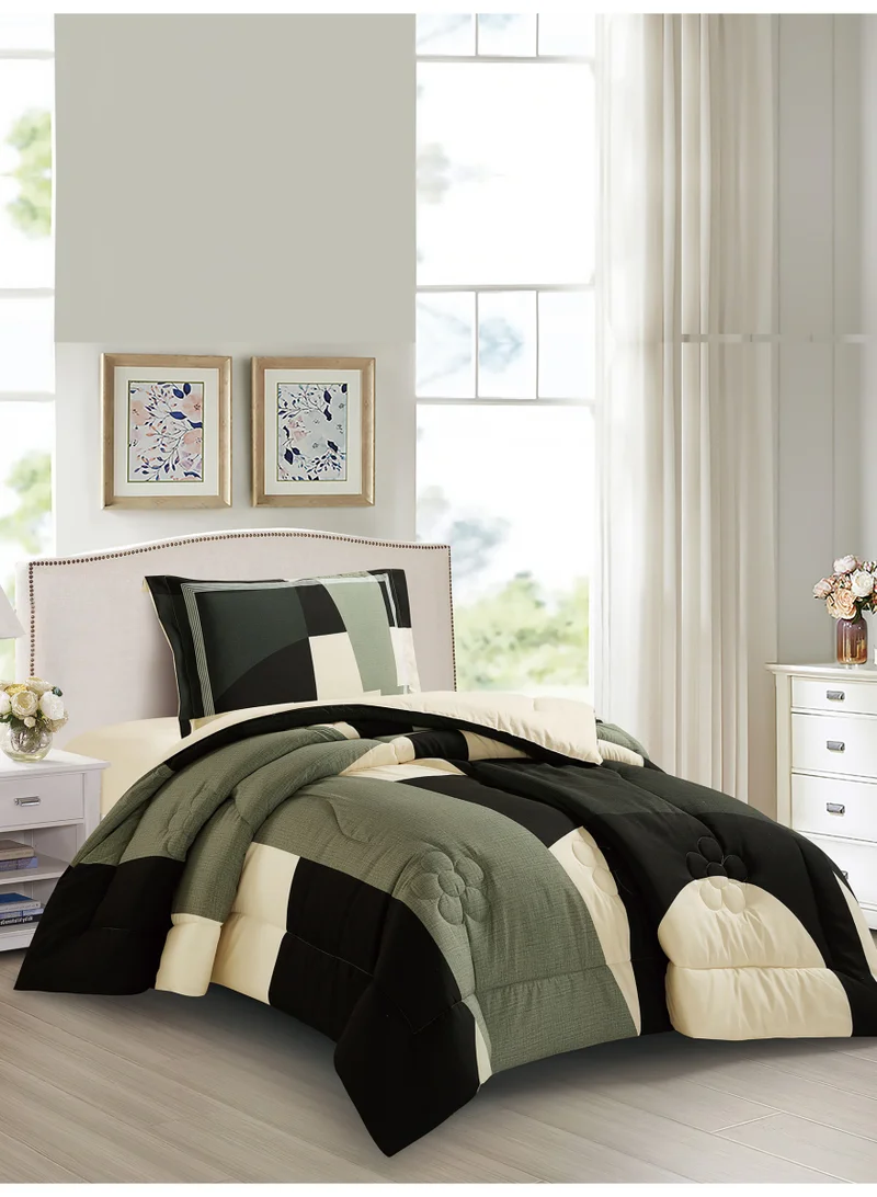 Donetella Bedding Comforter Set, twin Size 170x230 cm - 2-Pcs Digital Print Quilted Bed Set, Microfiber Fabric - 1 Comforter, 1 Pillow Shams.