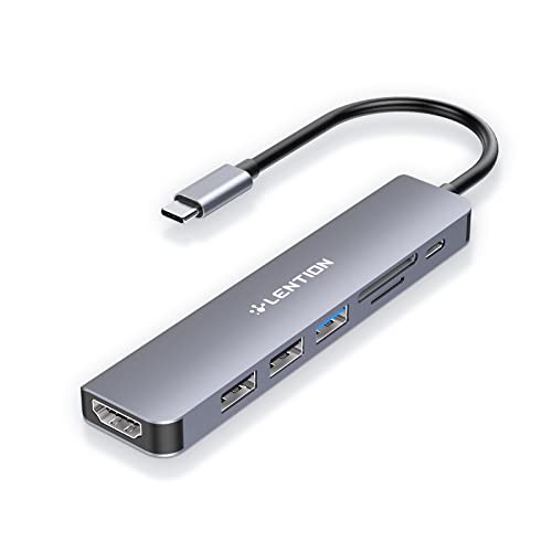 Lention محور LENTION USB C مع شحن 100 واط، 4K HDMI، قارئ بطاقات مزدوج، متوافق مع USB 3.0 و 2.0 لجهاز MacBook Pro، Mac Air/Surface الجديد، Chromebook، المزيد، محول سائق مستقر (CB-CE18، رمادي فضائي) - Image 1