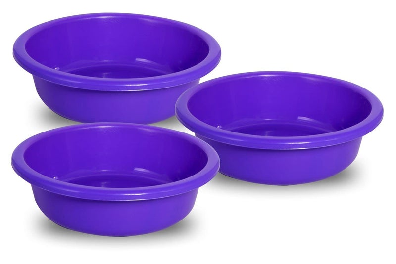 Wonder Plastic Bowl 6 Dough Kneading Multipurpose Bowl, 3 Pc, 4 LTR, Violet Color - Image 1