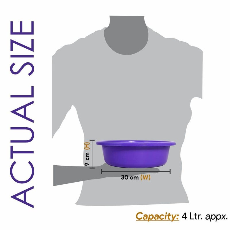 Wonder Plastic Bowl 6 Dough Kneading Multipurpose Bowl, 3 Pc, 4 LTR, Violet Color - Image 3