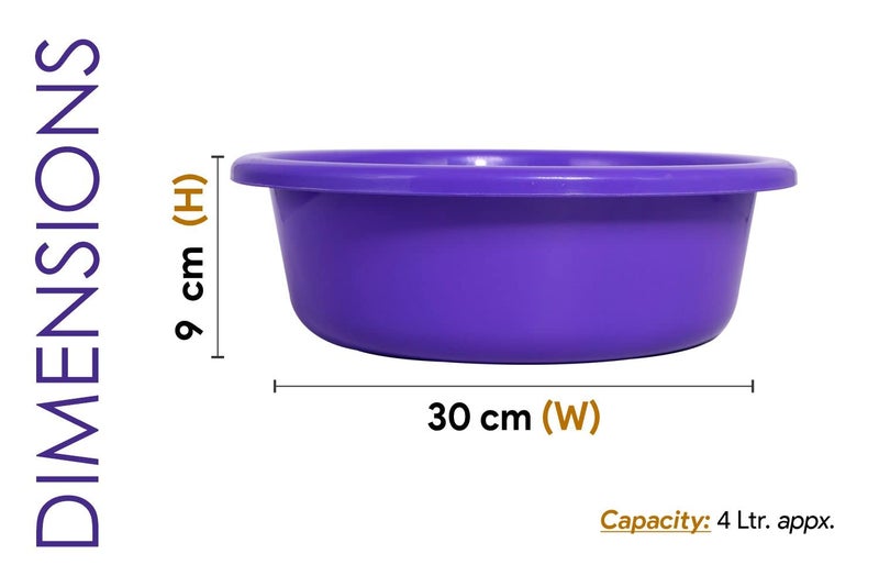 Wonder Plastic Bowl 6 Dough Kneading Multipurpose Bowl, 3 Pc, 4 LTR, Violet Color - Image 2