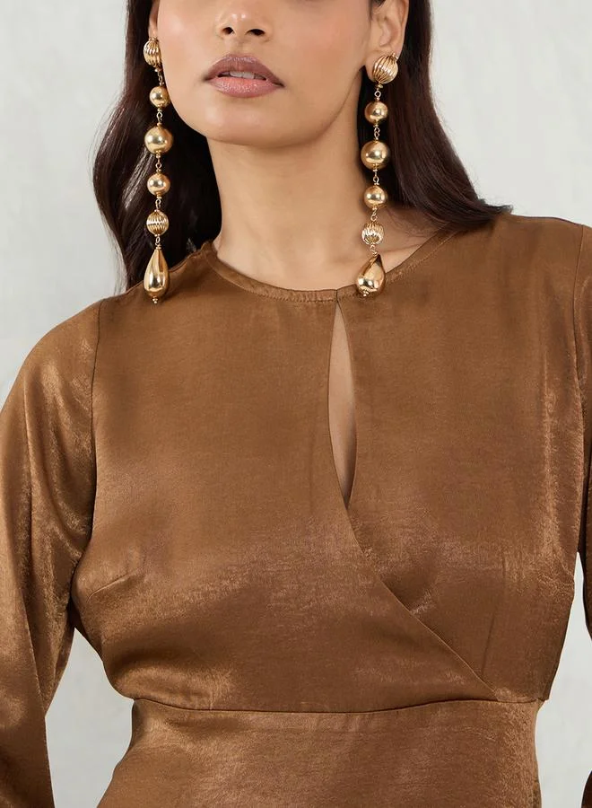 Femmella Satin Long Sleeve Dress