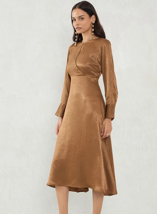 Femmella Satin Long Sleeve Dress