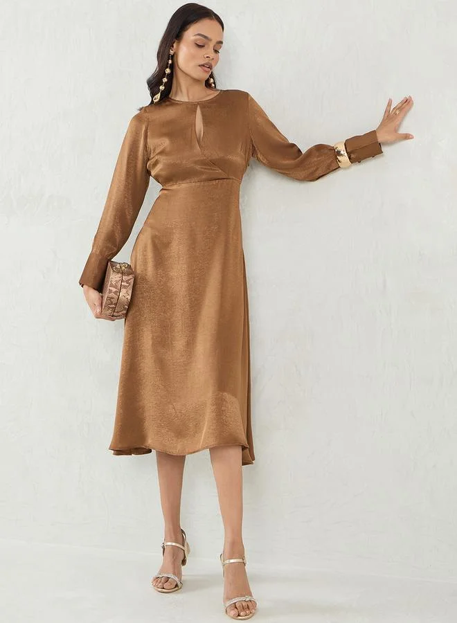Femmella Satin Long Sleeve Dress