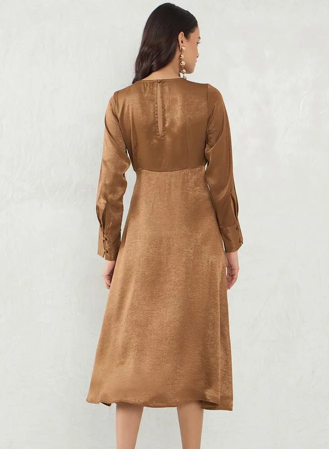 Femmella Satin Long Sleeve Dress