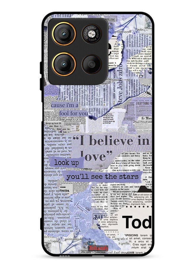 Tolwak Motorola Moto G15 Protective Case Cover Newspaper Pieces