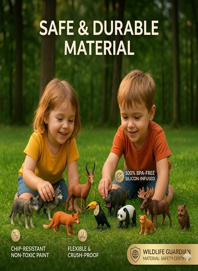 MALLEXO BIG SIZE 12PCs Wildlife Jungle Animals Toys for Kids 3+| Realistic Forest Animal Action Figures Zoo Janwar Toy Set for Boys & Girls School Project Toys Birthday Children Decor | Education Item - Image 4