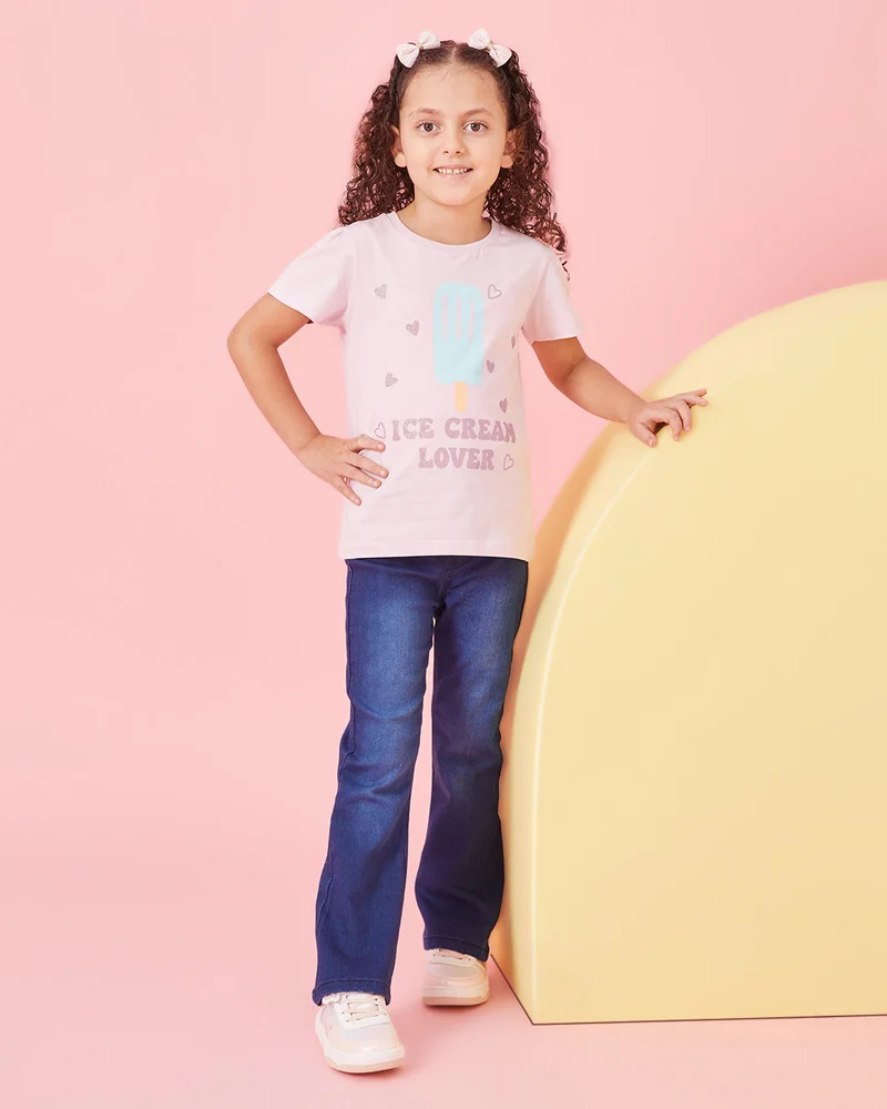 REDTAG Girls Blue Flare Fit Jeggings