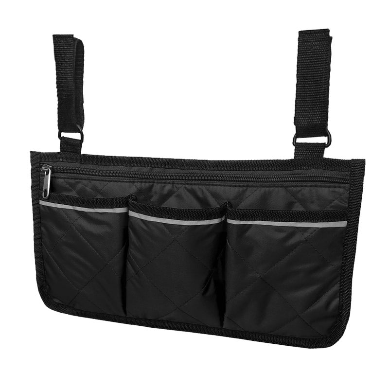 Wheelchair Armrest Side Bags with Reflective Strips Wheelchair Side Hanging Storage Bag Pouch for Home Outdoor Baby Cart - Image 1