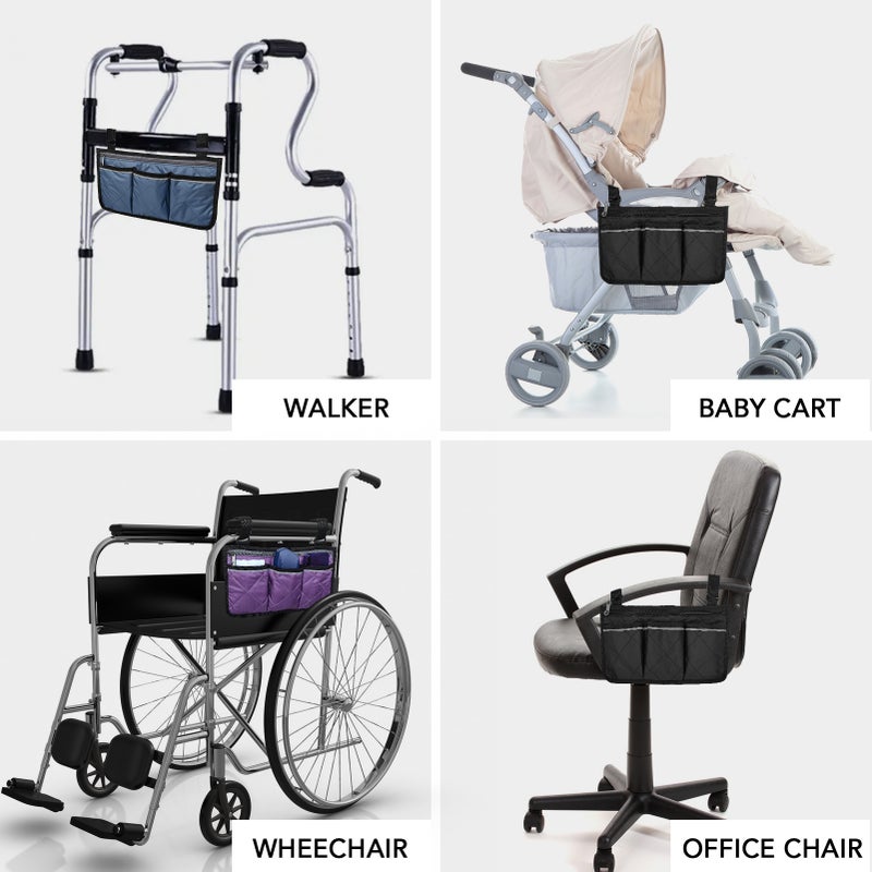 Wheelchair Armrest Side Bags with Reflective Strips Wheelchair Side Hanging Storage Bag Pouch for Home Outdoor Baby Cart - Image 5