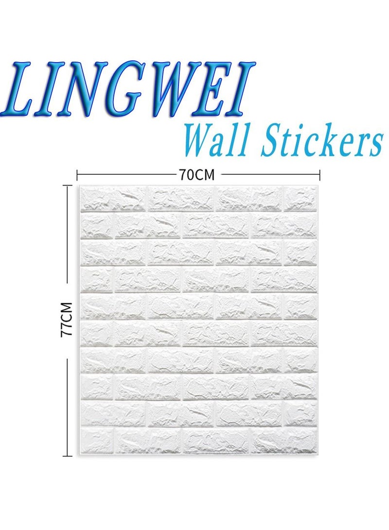LINGWEI Wall Sticker Self Adhesive Wall Panels Waterproof PE Foam White Wallpaper 3D Wall Sticker For Living Room TV Wall and Home Decor 10pcs - Image 3