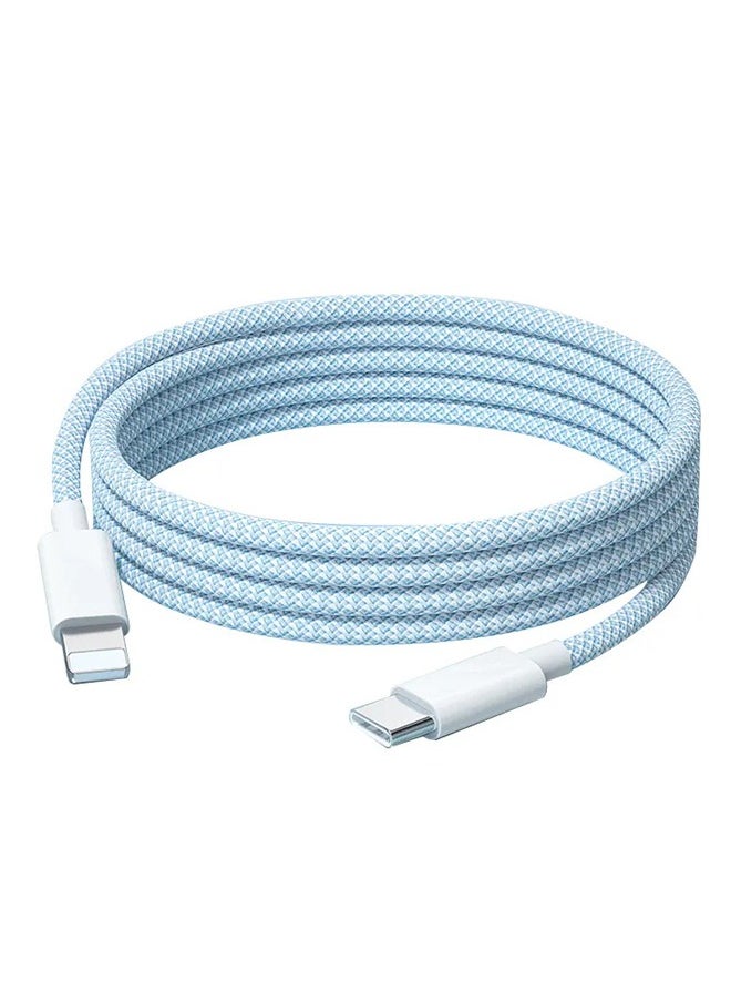 Dynamic Series Fast Charging Data Cable Type-C To iPhone Power Delivery 20W 2.4A Charger Cord Compatible with 14/13/12/11/XS Max/XS/XR/8/7/6S/6/5, iPad And More,78inch, Blue