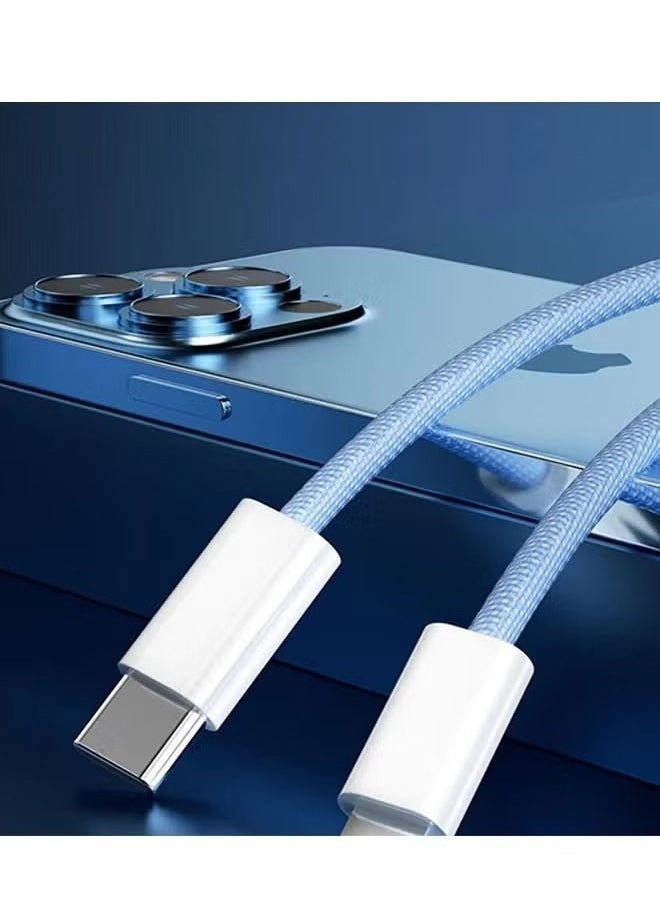 Dynamic Series Fast Charging Data Cable Type-C To iPhone Power Delivery 20W 2.4A Charger Cord Compatible with 14/13/12/11/XS Max/XS/XR/8/7/6S/6/5, iPad And More,78inch, Blue