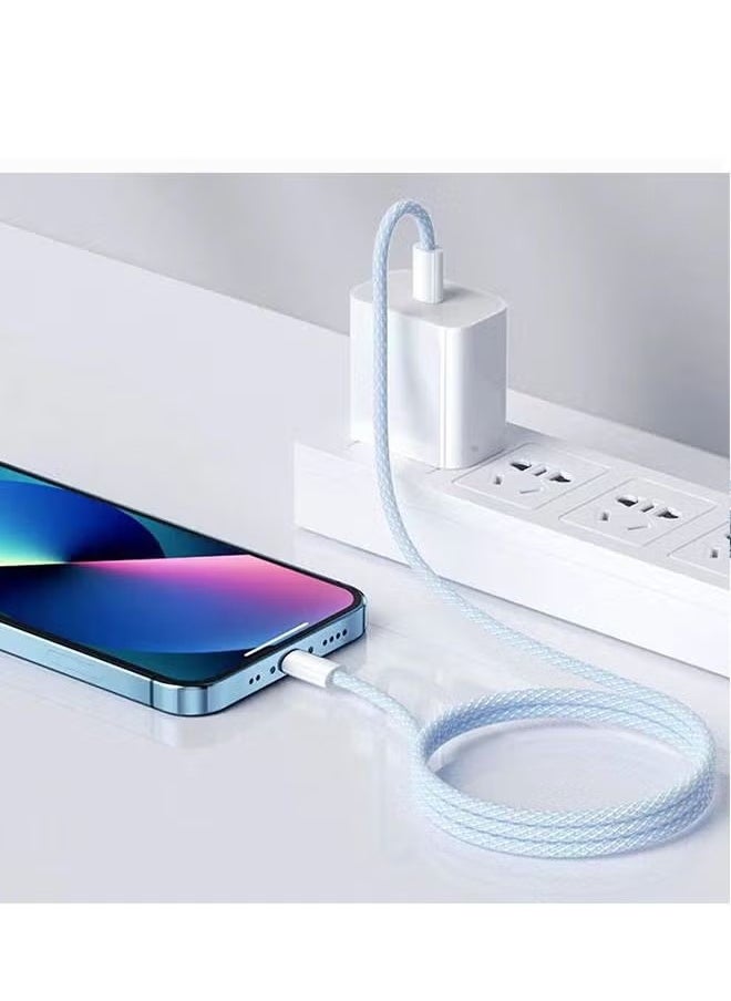 Dynamic Series Fast Charging Data Cable Type-C To iPhone Power Delivery 20W 2.4A Charger Cord Compatible with 14/13/12/11/XS Max/XS/XR/8/7/6S/6/5, iPad And More,78inch, Blue
