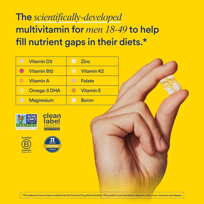 Ritual Multivitamin for Men 18 with Zinc Vitamin A and D3 for Immune Function Support Omega3 DHA B12 K2 Gluten Free NonGMO Vegan Mint Essenced 30 Day Supply - Image 2