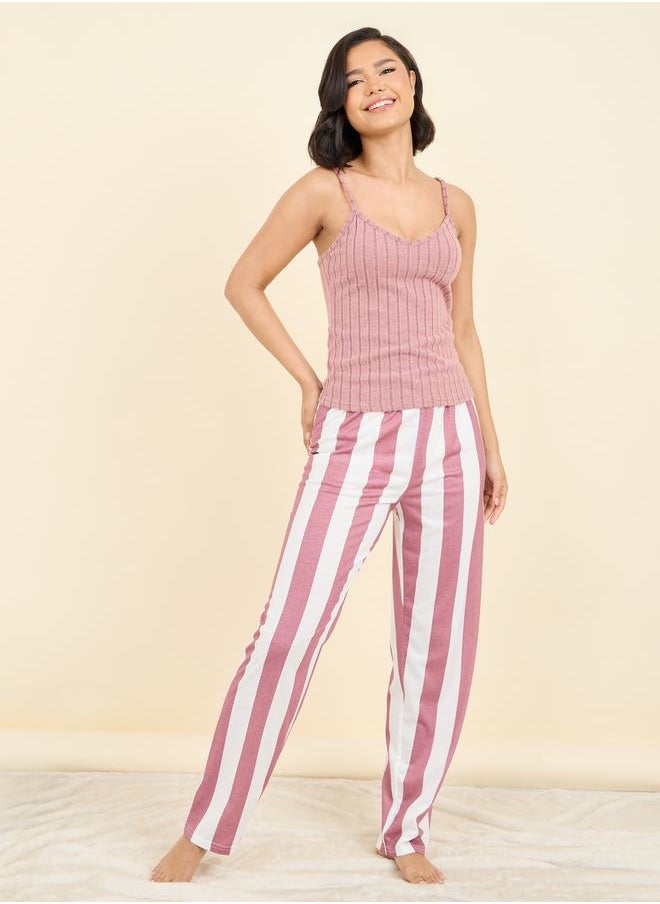 Styli - Ribbed Cami and Striped Pyjama Set - Image 1