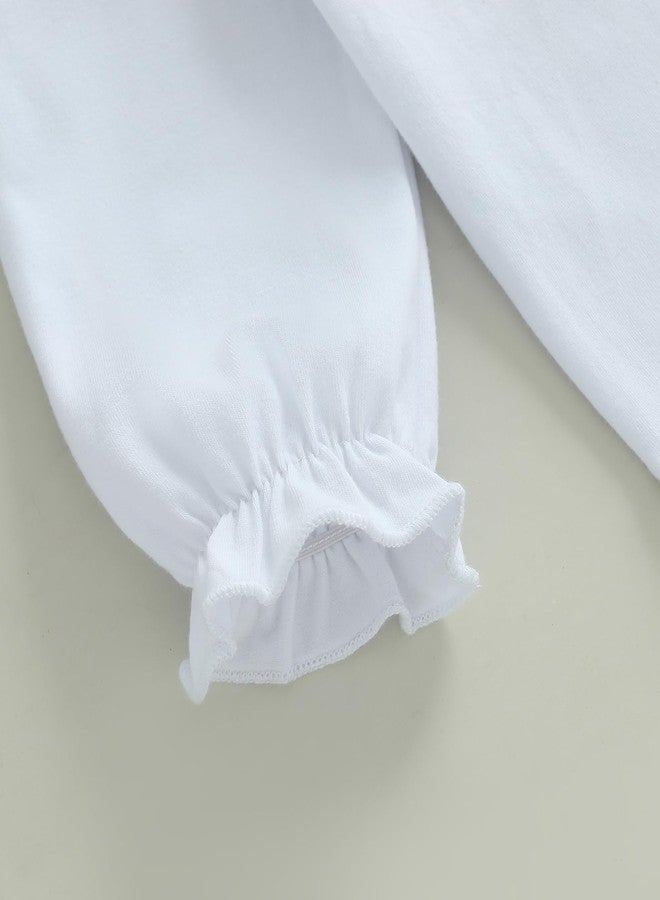 Pudcoco Toddler Baby Girls Ruffle Doll Collar Shirt Puff Short Sleeve Basic Solid Color Top Blouse Tee (White Long Sleeve, 2-3 Years) - Image 5