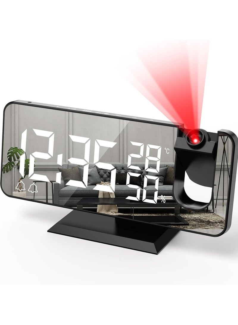 Digital Projection Alarm Clock LED Digital with USB Power, Temperature Display, 360° Rotation - Ideal for Home, Office, Bedroom, Living Room Decor , Clock Wall Clock Living Room - Image 1