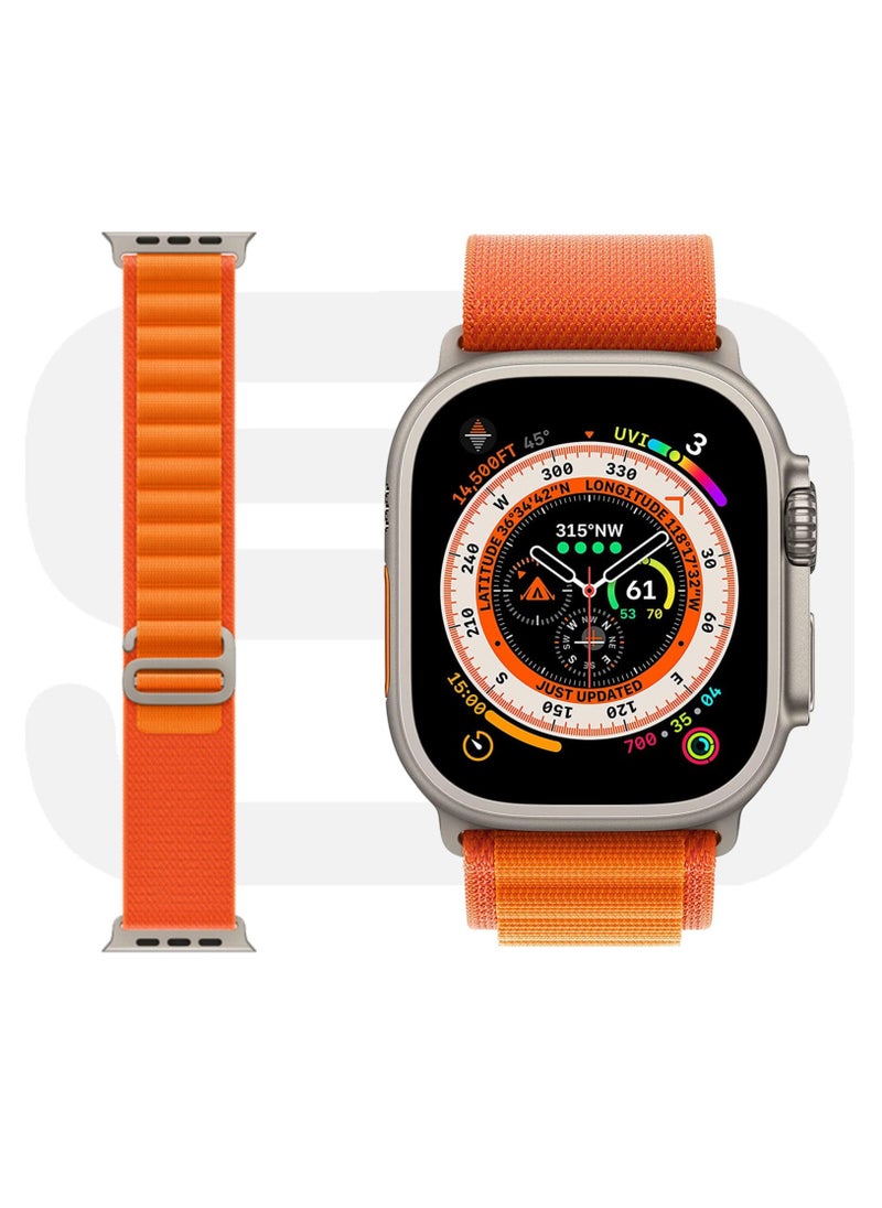 Generic - Compatible Textile Stretch Nylon Sport Strap for Apple Watch Ultra 49mm, 45mm, 44mm, 42mm - Titanium G-Hook Wristband for Series 8/7/6/SE/5/4/3/2/1 Men’s Bands. - Image 1
