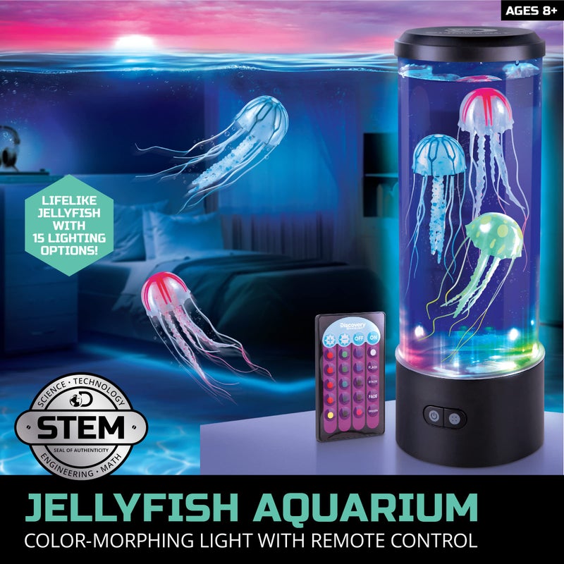 Discoveryâ„¢ Jellyfish Aquarium Lamp â€“ Colorâ€‘Morphing LED Bedroom Night Light with Remote| 15 Light Options| Lifelike Floating Jellyfish| Kids Science Toy| Educational Learning Gift| Ages 8+ - Image 2