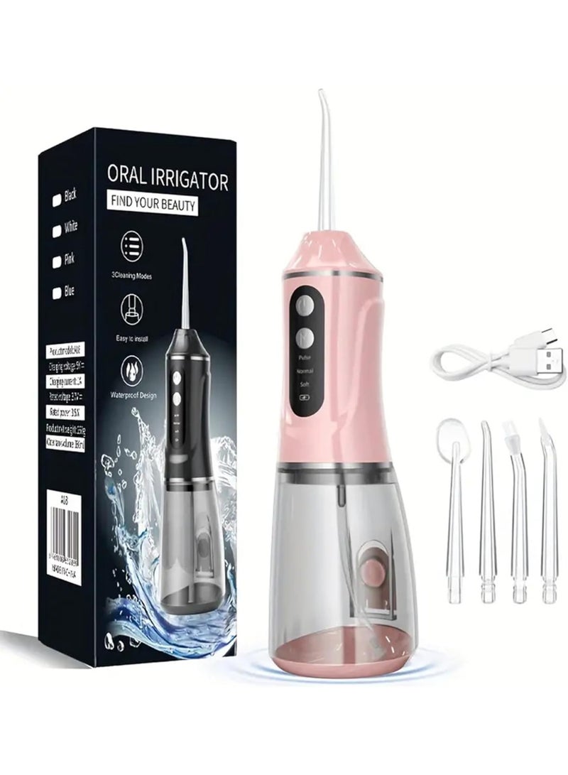 Oral 380ml Cordless Portable Oral Irrigator in ELEGANT PINK | IPX7 Waterproof Water Flosser with 4 Jet Tips, 3 Cleaning Modes & Type-C Fast Charging - Image 1