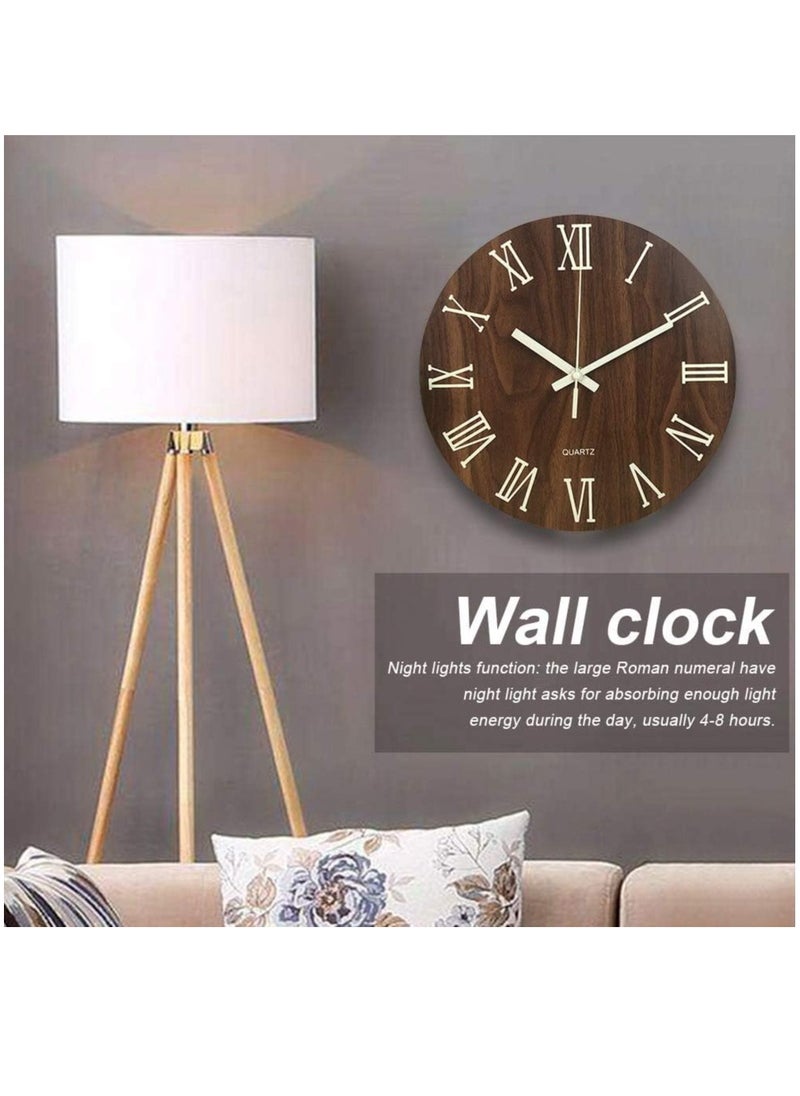 Hihonor Luminous Wall Clock, Glow in The Dark Silent Non-Ticking Wall Clocks, Quartz Wall Clock with Roman Numerals for Living Room, Dining Room, Kitchen, Battery Operated(Battery Not Included)  - Image 5