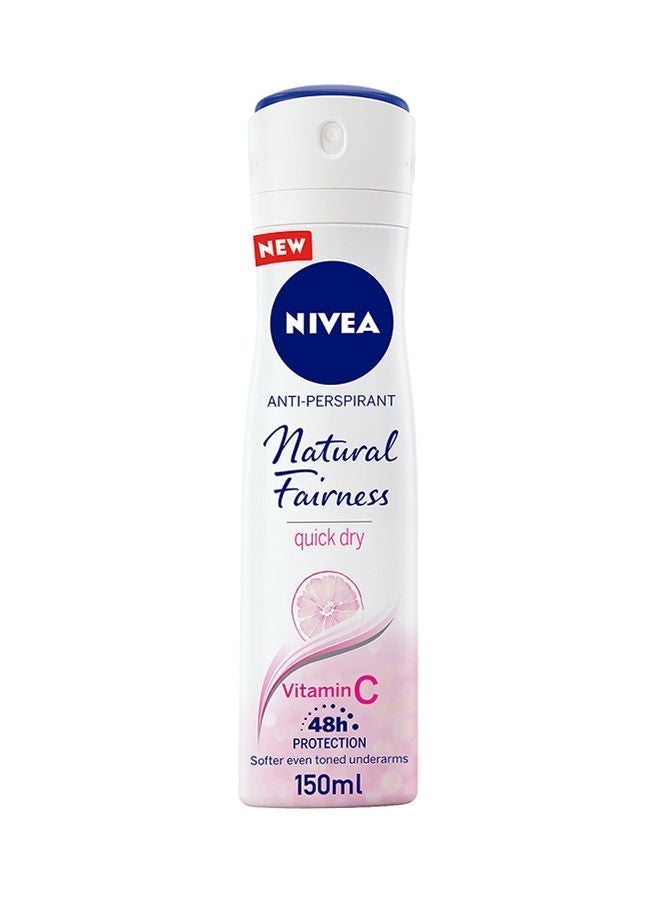 Nivea Natural Fairness Antiperspirant For Women, Spray, 150ml