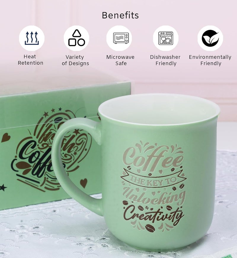 POSH Treck Premium Ceramic Coffee Mug Stylish Durable Microwave Safe Perfect for Espresso Frappe Ideal Gift for Coffee Lovers Housewarming Festival Elegant Everyday Mug Olive Green - Image 5