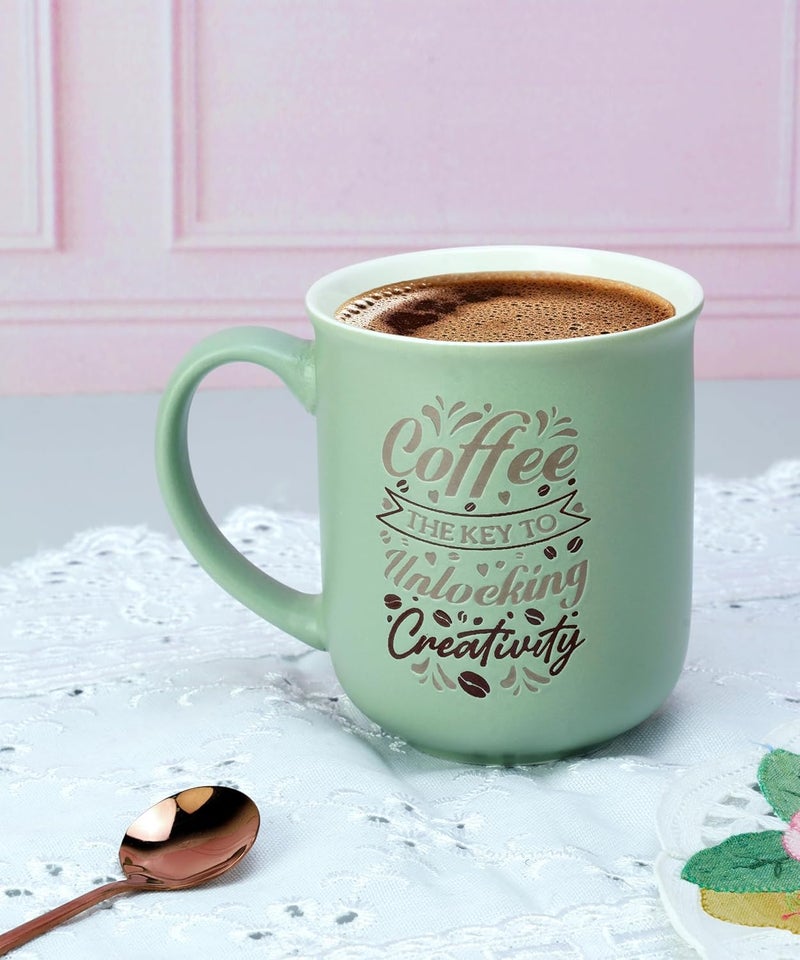 POSH Treck Premium Ceramic Coffee Mug Stylish Durable Microwave Safe Perfect for Espresso Frappe Ideal Gift for Coffee Lovers Housewarming Festival Elegant Everyday Mug Olive Green - Image 2