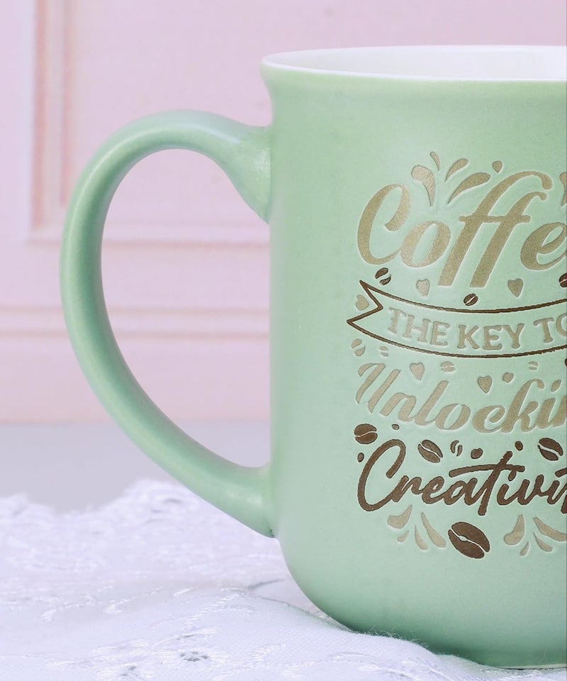 POSH Treck Premium Ceramic Coffee Mug Stylish Durable Microwave Safe Perfect for Espresso Frappe Ideal Gift for Coffee Lovers Housewarming Festival Elegant Everyday Mug Olive Green - Image 4