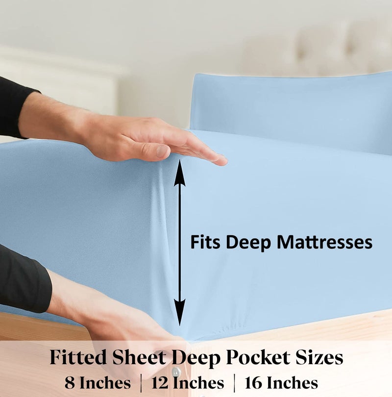 SKY BEDDINGS ورقة ملائمة السوستة مزدوجة حجم السوستة ورقة 12 بوصة الجيب العميق جودة الفندق جودة الألياف الدقيقة من الألياف الدقيقة ناعمة ورقة السوستة خالية - Image 3
