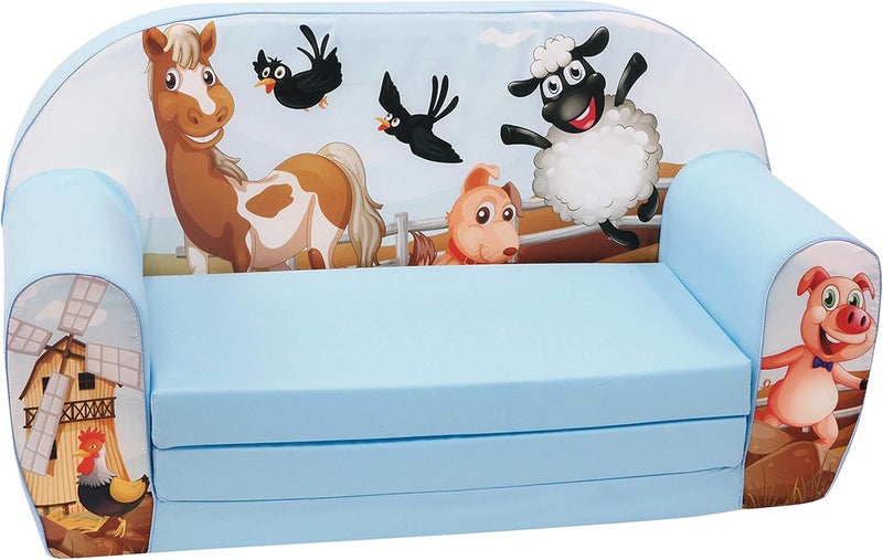 DELSIT Universal Children's Fold-Out Sofa - Farm Blue - Image 1