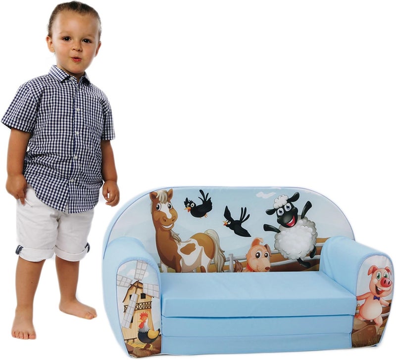 DELSIT Universal Children's Fold-Out Sofa - Farm Blue - Image 3