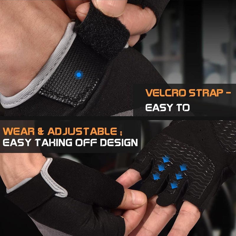 Sunnex Gym Gloves - Fingerless, Breathable Workout Gloves for Weightlifting, Sports Training & Cycling - Image 4