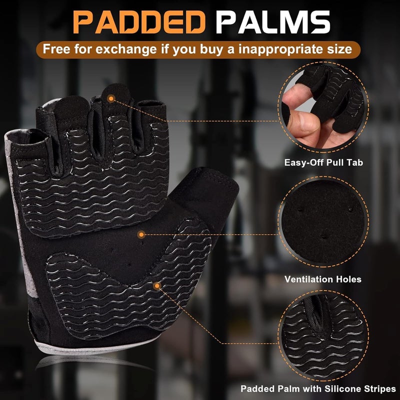 Sunnex Gym Gloves - Fingerless, Breathable Workout Gloves for Weightlifting, Sports Training & Cycling - Image 2