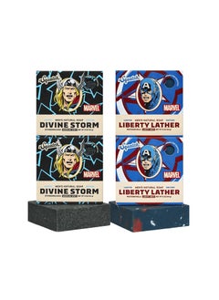 Dr. Squatch Dr Squatch Avengers Natural 4 Soap Gift Set  Cold Process Soap with No Harsh Chemicals  Divine Storm Liberty Shield 