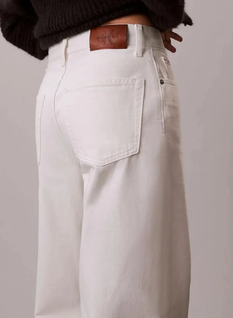 Calvin Klein CHALK WHITE Wide Leg Jeans for Women | Best Price UAE