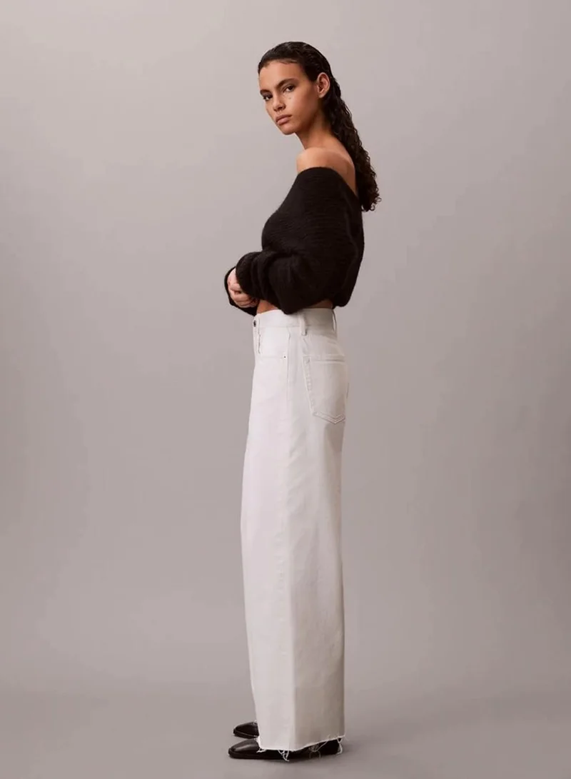 Calvin Klein CHALK WHITE Wide Leg Jeans for Women | Best Price UAE