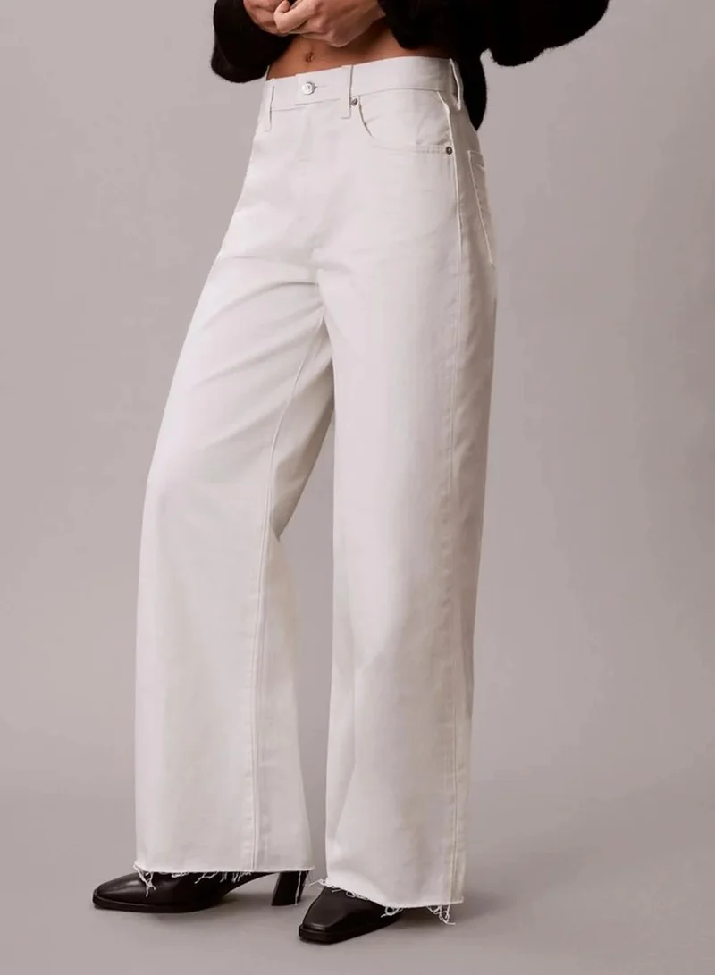 Calvin Klein CHALK WHITE Wide Leg Jeans for Women | Best Price UAE
