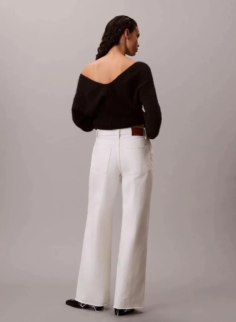 Calvin Klein CHALK WHITE Wide Leg Jeans for Women | Best Price UAE