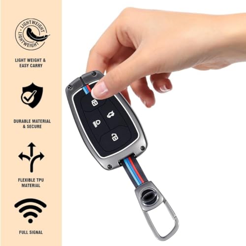 Eliane Car Accessories Key Cover Compitable for Tata Harrier Safari Nexon Altroz Tigor EV Punch Tiago EV Electric 4 Button Remote Key Metal (Push Start) - Image 2