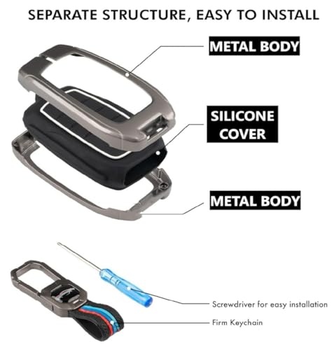 Eliane Car Accessories Key Cover Compitable for Tata Harrier Safari Nexon Altroz Tigor EV Punch Tiago EV Electric 4 Button Remote Key Metal (Push Start) - Image 5