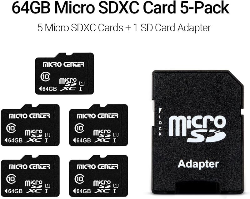 Micro Center 64GB Class 10 MicroSDXC Flash Memory Card with Adapter for Mobile Device Storage Phone, Tablet, Drone & Full HD Video Recording - 80MB/s UHS-I, C10, U1 (5 Pack) - Image 2