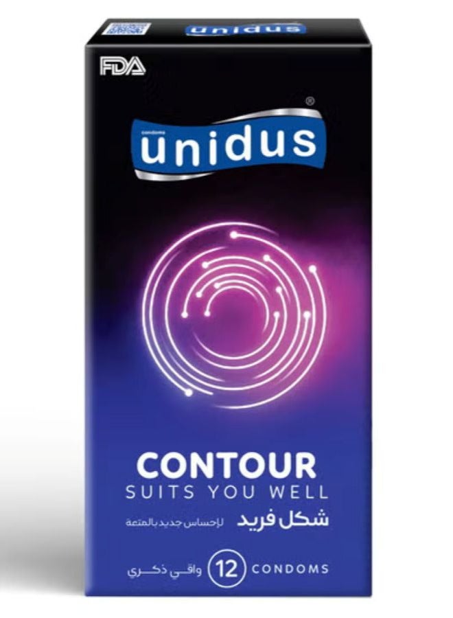 Unidus Condom - CONTOUR - Suits you Well - Lubricated Condoms for Men, Pack of 12 - Image 1