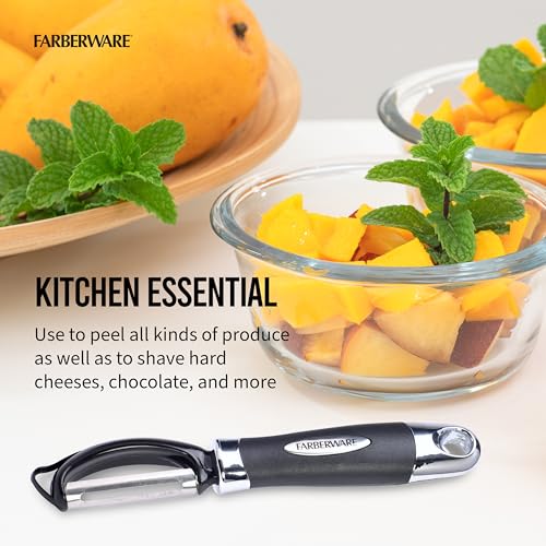 Farberware Euro Peeler, a Kitchen Essential for Quick and Easy Peeling of Produce, Chocolate, Cheeses and More. Features Hang-Hole for Easy Storage, Dishwasher Safe, Black - Image 3