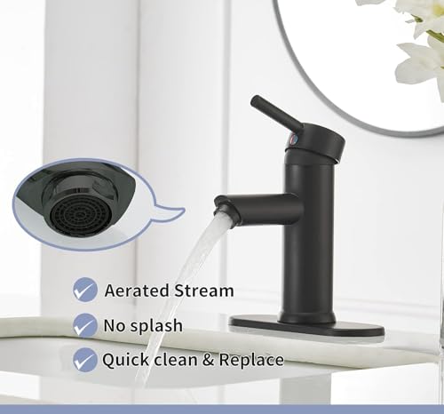 Green Spring Greenspring Black Bathroom Faucet, Single Hole Bathroom Sink Faucet, Single Handle Sink Faucet Bathroom Lavatory Basin Vanity Sink Faucet with Pop Up Drain and Supply Line, Brass - Image 3