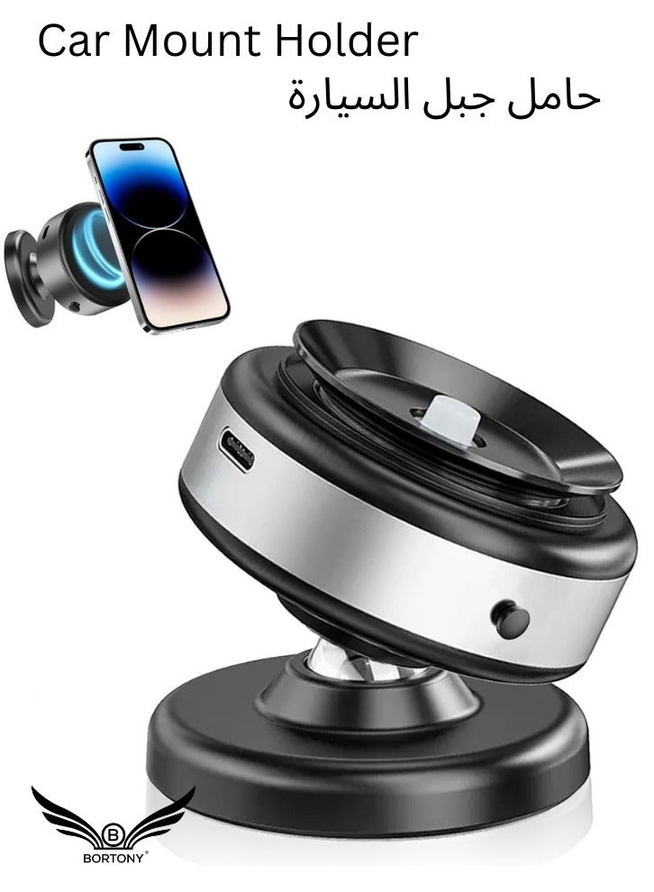 BORTONY Car Mount Holder Vacuum Suction Type Magnetic Car Suction Cup Angle Adjustment Strong Magnet Smartphone Stand Mobile Phone Holder Car Interior Mount Universal Dashboard Phone Holder Portable 360° Rotation - Image 1