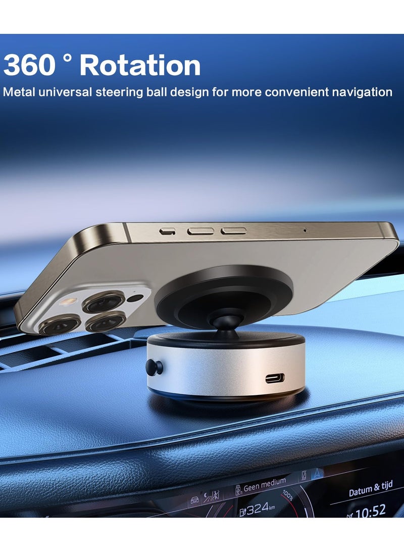 BORTONY Car Mount Holder Vacuum Suction Type Magnetic Car Suction Cup Angle Adjustment Strong Magnet Smartphone Stand Mobile Phone Holder Car Interior Mount Universal Dashboard Phone Holder Portable 360° Rotation - Image 2