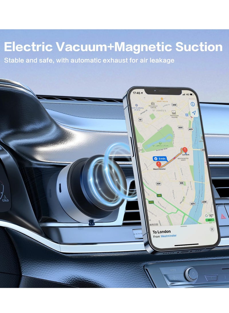 BORTONY Car Mount Holder Vacuum Suction Type Magnetic Car Suction Cup Angle Adjustment Strong Magnet Smartphone Stand Mobile Phone Holder Car Interior Mount Universal Dashboard Phone Holder Portable 360° Rotation - Image 5