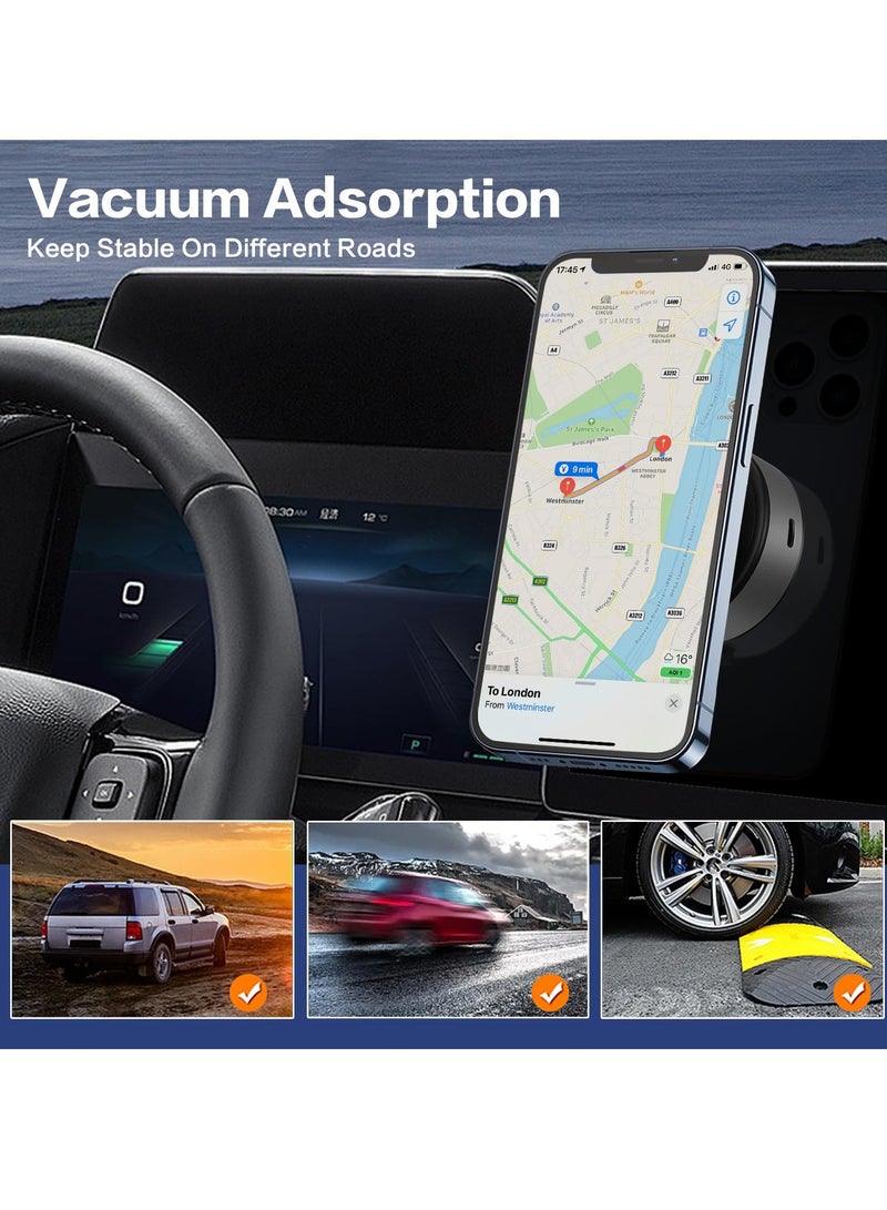 BORTONY Car Mount Holder Vacuum Suction Type Magnetic Car Suction Cup Angle Adjustment Strong Magnet Smartphone Stand Mobile Phone Holder Car Interior Mount Universal Dashboard Phone Holder Portable 360° Rotation - Image 3
